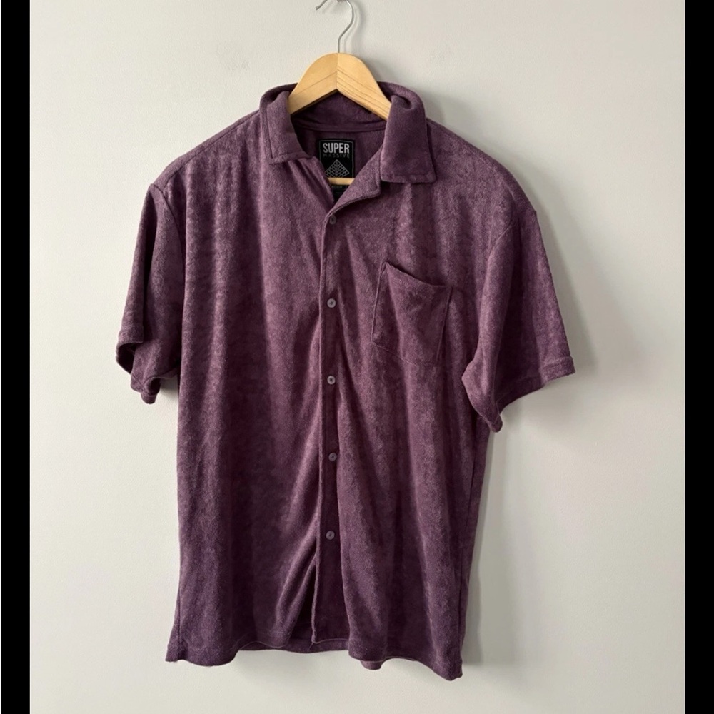 Super Massive Purple Casual Textured Shirt Size Medium
